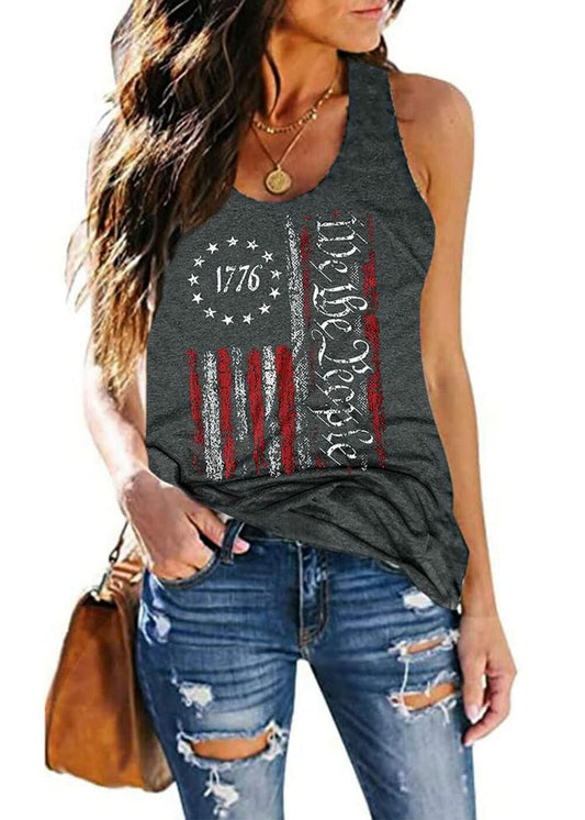 4th of July Patriotic Flag Racerback Tank Top